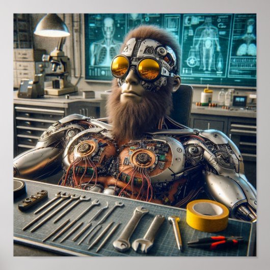 Futuristic Robot Engineer Poster (Vorne)