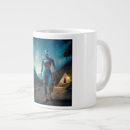 Futuristic Robot in Ancient Landscape Jumbo-Tasse (Vorderseite Rechts)