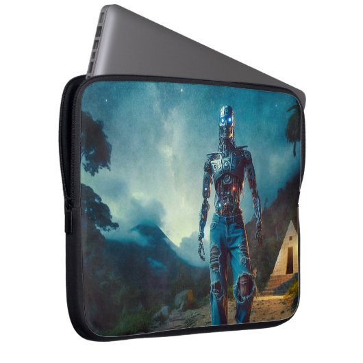 Futuristic Robot in Ancient Landscape Laptopschutzhülle (Vorne Rechts)