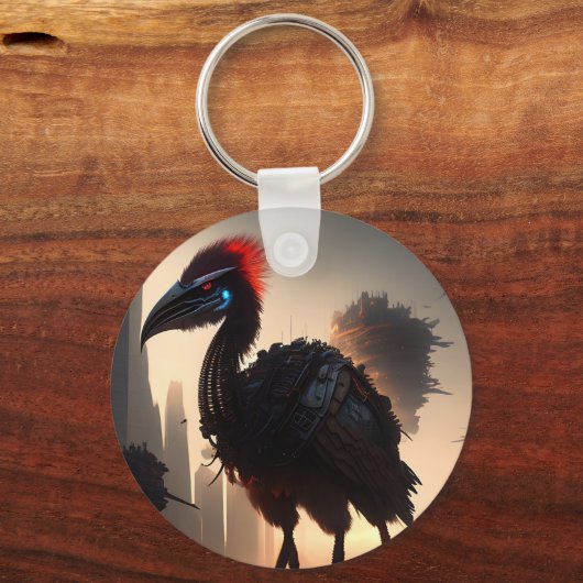 Futuristic Robotic Australian Emu, Keyring Schlüsselanhänger (Rückseite)