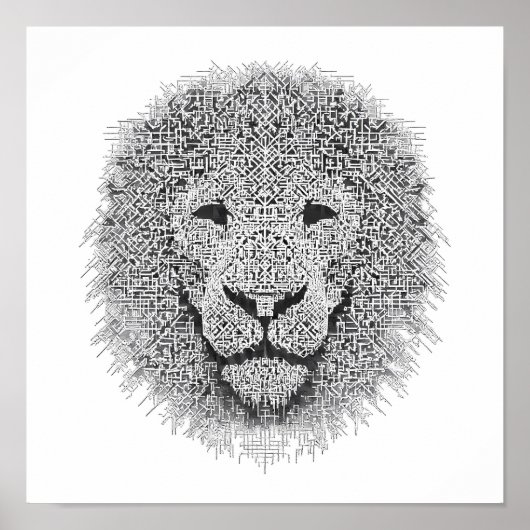 Futuristic Robotics Art: Cybernetic King Lion Head Poster (Vorne)