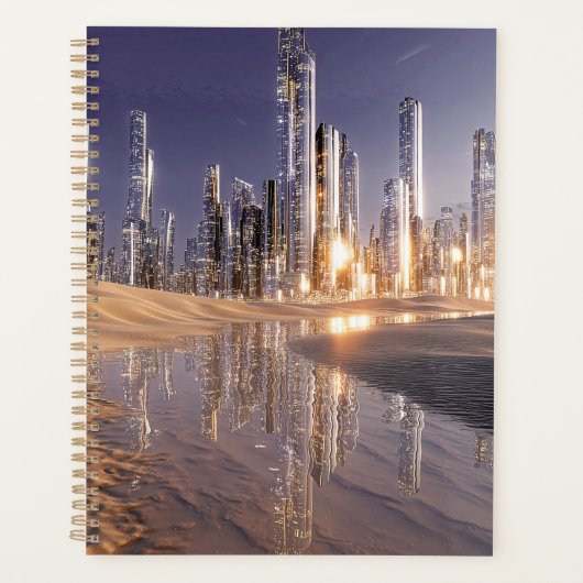 Futuristic Sci-Fi City Reflected In Desert Sands Planer (Vorderseite)