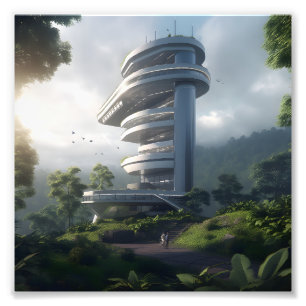 Futuristic skyscraper in the middle of the jungle fotodruck