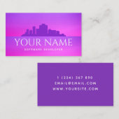 Futuristic Software Developer Retro City Landscape Visitenkarte (Vorne/Hinten)