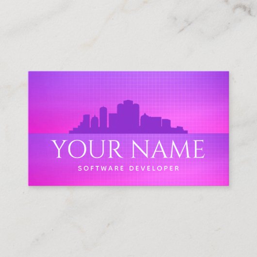 Futuristic Software Developer Retro City Landscape Visitenkarte (Vorderseite)