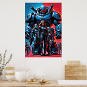 Futuristic soldiers and armored robot in a science poster (Küche)