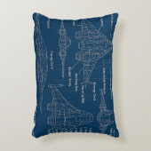 "Futuristic Spacecraft Blueprint Art" Dekokissen (Vorderseite(Vertikal))