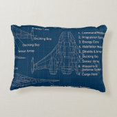 "Futuristic Spacecraft Blueprint Art" Dekokissen (Rückseite)