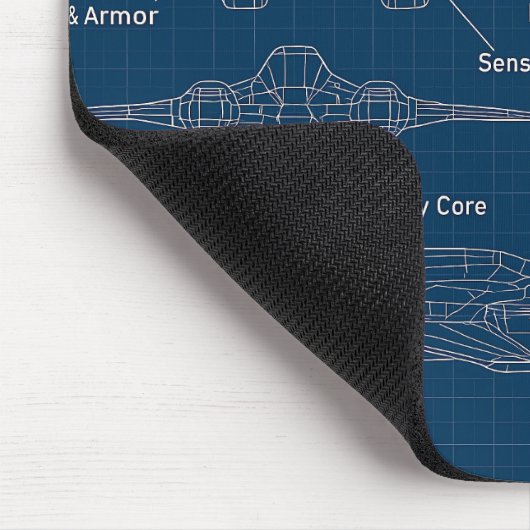 "Futuristic Spacecraft Blueprint Art" Mousepad (Ecke)