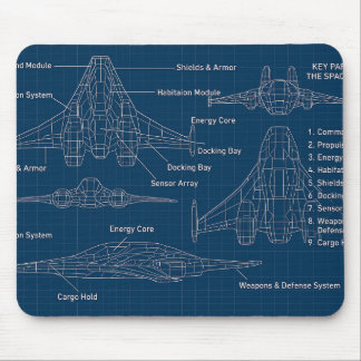"Futuristic Spacecraft Blueprint Art" Mousepad
