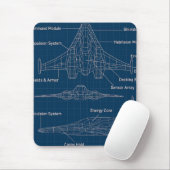 "Futuristic Spacecraft Blueprint Art" Mousepad (Mit Mouse)