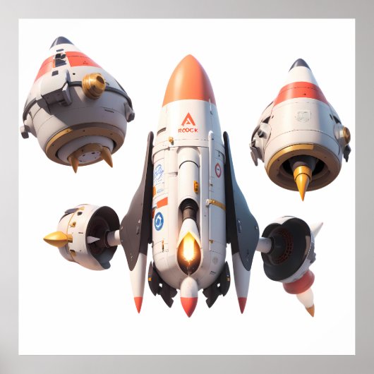Futuristic Spacecraft Design Detachable Modules Poster (Vorne)