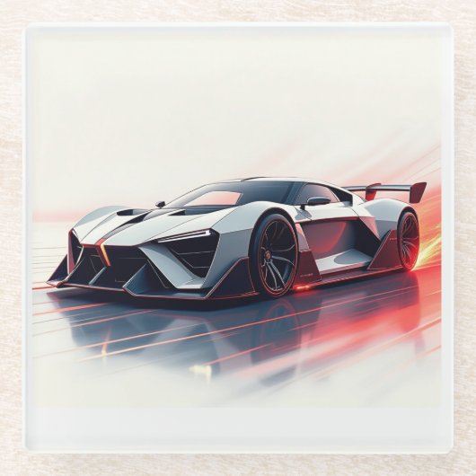 Futuristic Sports Car - Sleek AI Generated Design Glasuntersetzer (Vorderseite)