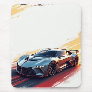 Futuristic Sports Car - Sleek AI Generated Design Mousepad