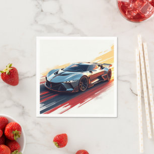 Futuristic Sports Car - Sleek AI Generated Design Serviette