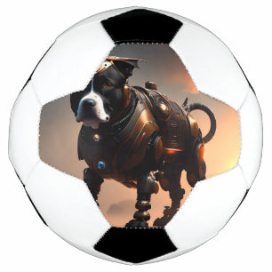 Futuristic Staffordshire Terrier Robot, Soccerball Fußball