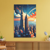 Futuristic Sunrise Cityscape Canvas Print Leinwanddruck (Insitu (Wohnzimmer))
