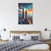 Futuristic Sunrise Cityscape Canvas Print Leinwanddruck (Insitu (Schlafzimmer))