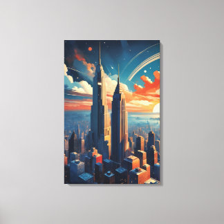 Futuristic Sunrise Cityscape Canvas Print Leinwanddruck