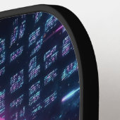 Futuristic Synthwave Cityscape Neon Purple  Pickleball Schläger (Linke Seite)