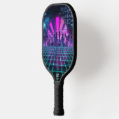 Futuristic Synthwave Cityscape Neon Purple  Pickleball Schläger (Links)