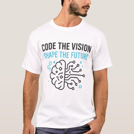 Futuristic Tech Visionary: Abstrakter Binary Code T-Shirt (Vorderseite)