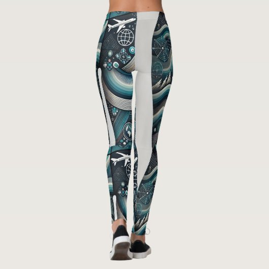 Futuristic Travel Tech Leggings - Global (Rückseite)