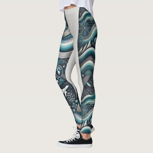 Futuristic Travel Tech Leggings - Global (Links)