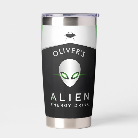 Futuristic UFO & Alien Head Thermobecher (Links)
