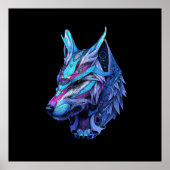 Futuristic Wolf Fantasy Steampunk Space Galaxy Poster (Vorne)