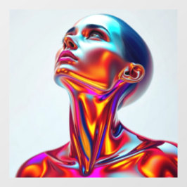 Futuristic woman portrait, sci-fi aesthetics, neon fensteraufkleber