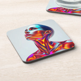 Futuristic woman portrait, sci-fi aesthetics, neon getränkeuntersetzer