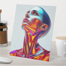 Futuristic woman portrait, sci-fi aesthetics, neon sockelschild