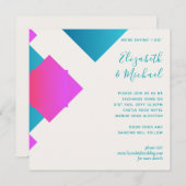 Futuristisch Abstrakt Türkis Pink Wedding lädt ein (Vorne/Hinten)