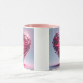 Futuristisch leuchtendes rosafarbenes Herz Tasse (Zentrum)