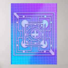 Futuristisch Neon Vaporwave Abstrakt Geometrisch Poster