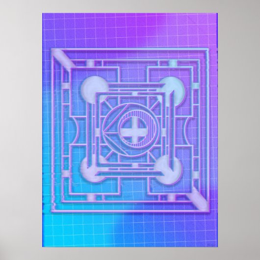 Futuristisch Neon Vaporwave Abstrakt Geometrisch Poster (Vorne)