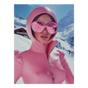 Futuristisch Pink Ski Fashion - Stilvolles Winterg Poster