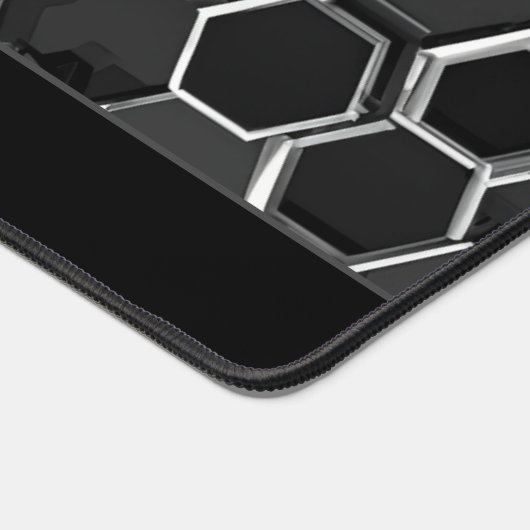 Futuristisch weiß glühende schwarze sechseckige Fo Schreibtischunterlage (Ecke)