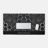 Futuristisch weiß glühende schwarze sechseckige Fo Schreibtischunterlage (Tastatur & Maus)