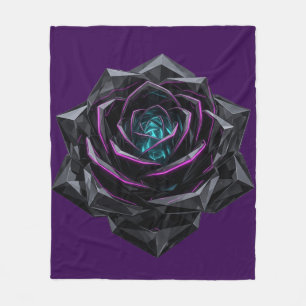 Futuristische 3D-Kristall-Schwarze Rose Neon-Cyber Fleecedecke