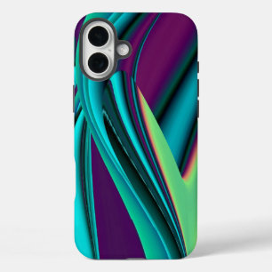 Futuristische Abstrakte 3D Metallic Rainbow Art iPhone 16 Plus Hülle