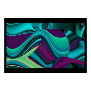 Futuristische Abstrakte 3D Metallic Rainbow Art Poster
