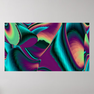 Futuristische Abstrakte 3D Metallic Rainbow Art Poster