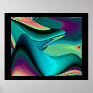 Futuristische Abstrakte 3D Metallic Rainbow Art Poster