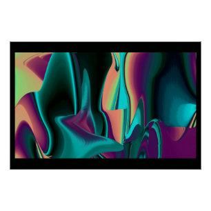 Futuristische Abstrakte 3D Metallic Rainbow Art Poster