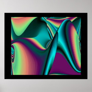 Futuristische Abstrakte 3D Metallic Rainbow Art Poster