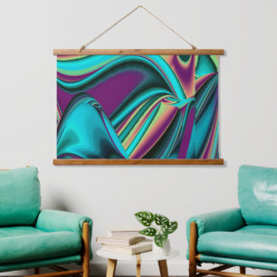 Futuristische Abstrakte 3D Metallic Rainbow Art Wandteppich Mit Holzrahmen