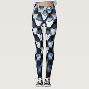 Futuristische abstrakte blaue geometrische Metall- Leggings