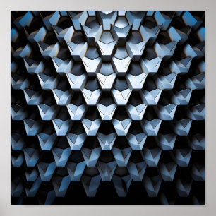 Futuristische abstrakte blaue geometrische Metallo Poster